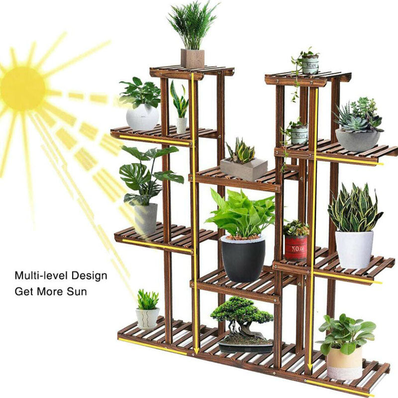 XL-Large 17 Pots Wood Plant Stand