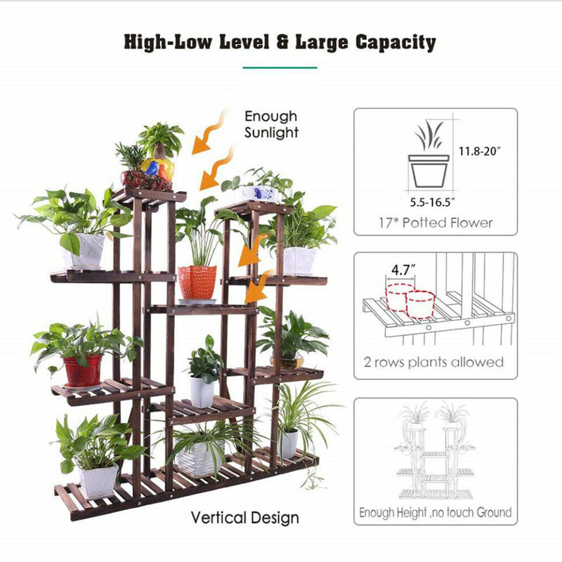 XL-Large 17 Pots Wood Plant Stand