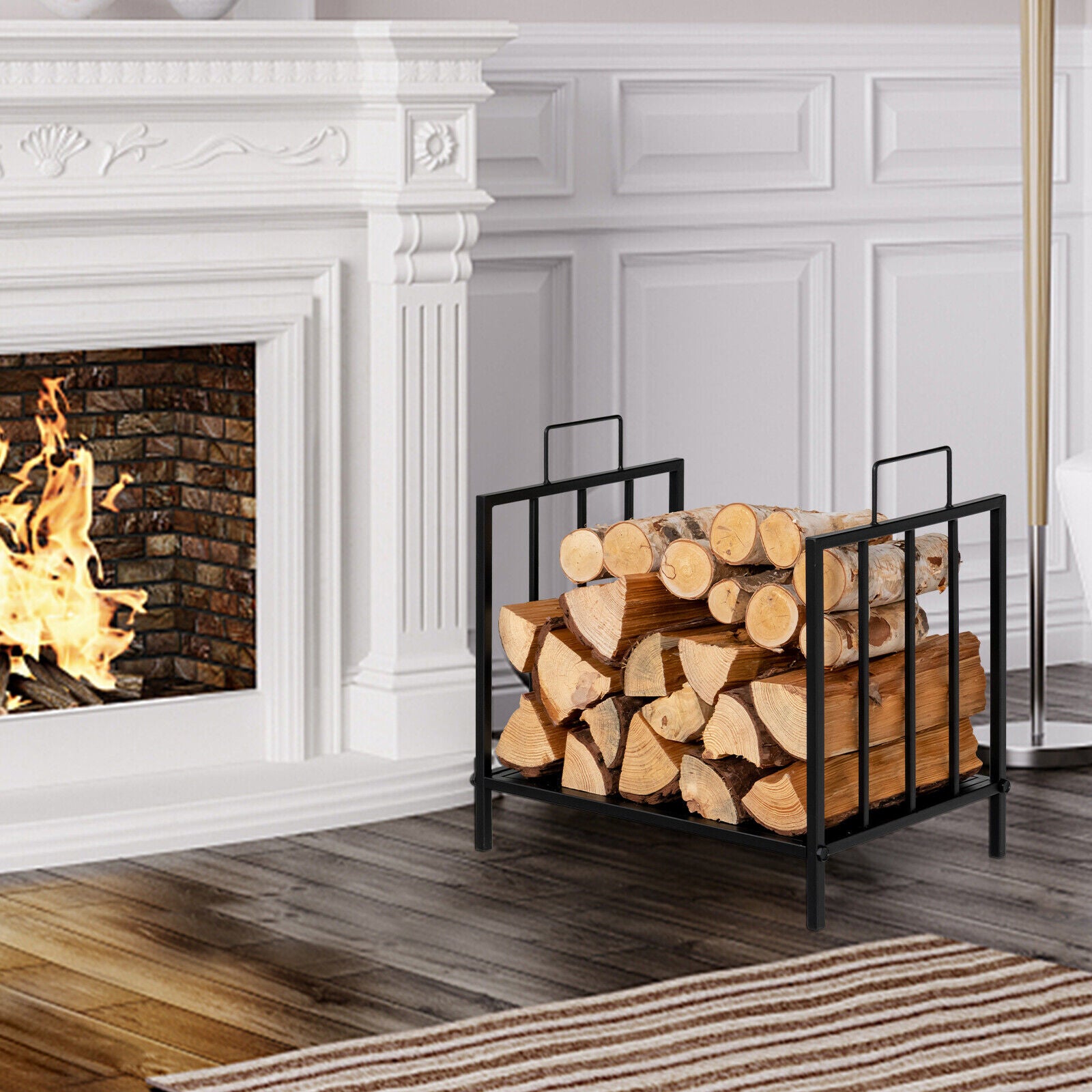 46CM Firewood Rack Decorative Steel Firewood Storage Log Holder