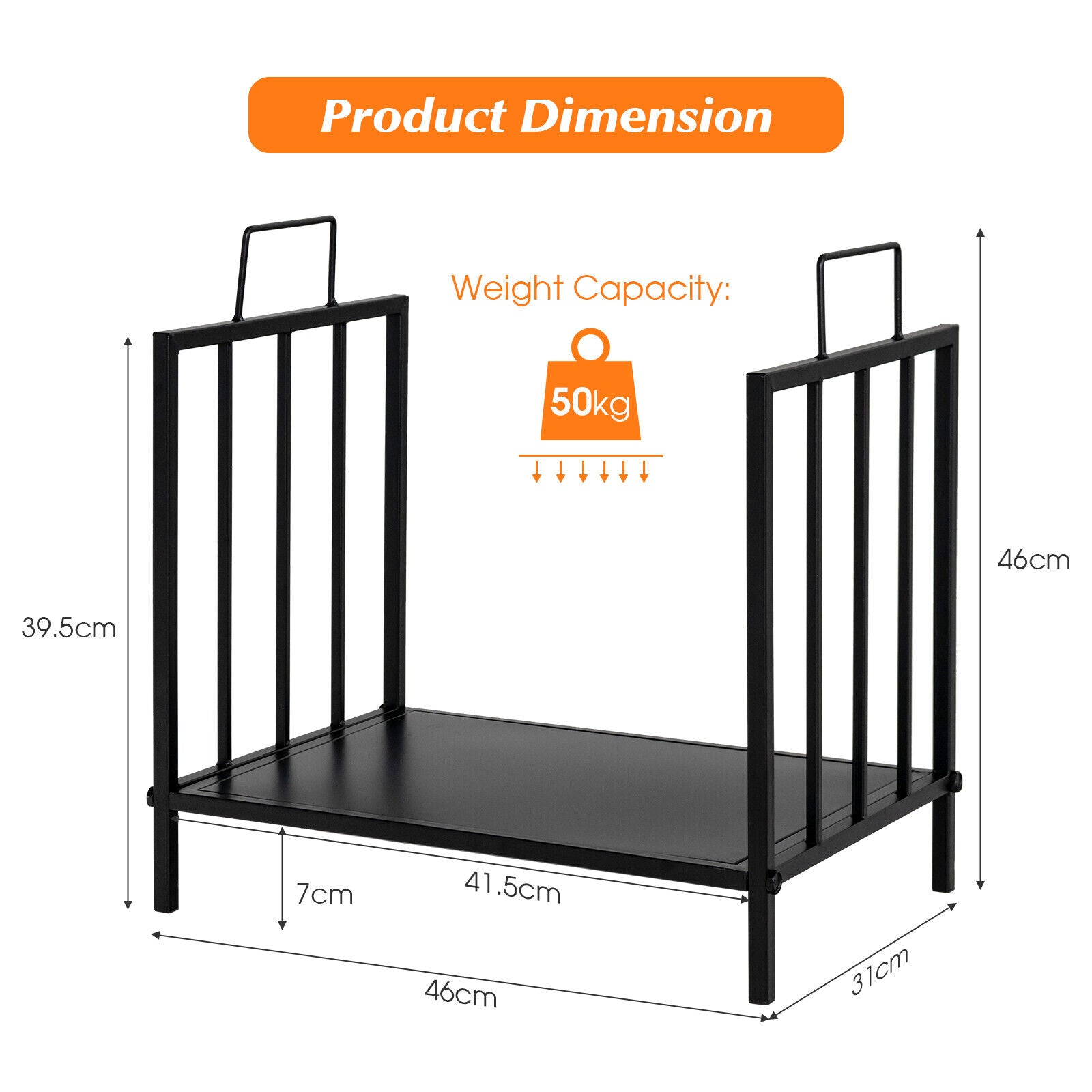 46CM Firewood Rack Decorative Steel Firewood Storage Log Holder