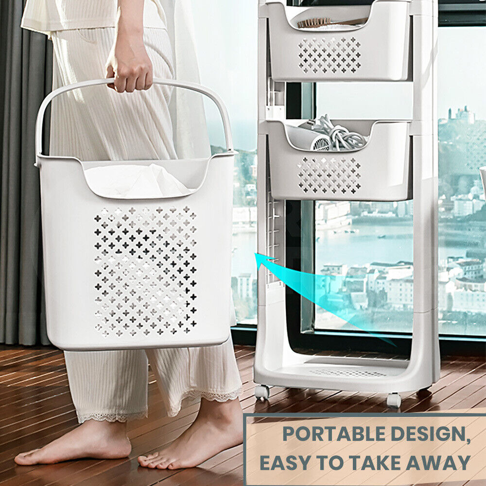 3-Tier Laundry Basket Clothes Washing Storage Hamper Removable