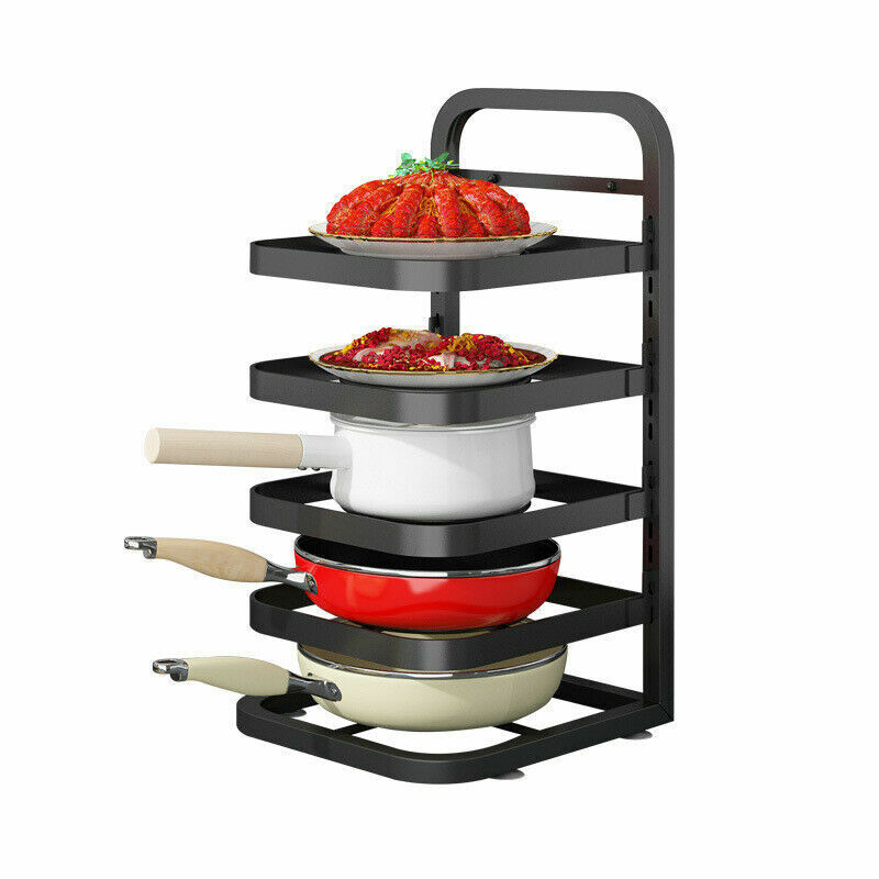 5-Tier Adjustable Pot Pan Rack Kitchen Organizer