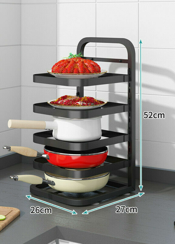 5-Tier Adjustable Pot Pan Rack Kitchen Organizer