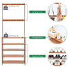 Large Wooden 5 Tiers Hat Coat Stand Clothes Shoe Rack