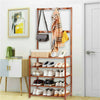 Large Wooden 5 Tiers Hat Coat Stand Clothes Shoe Rack