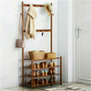 Large Wooden 5 Tiers Hat Coat Stand Clothes Shoe Rack