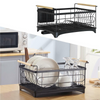 Dish Drying Rack Kitchen Drainer with Cutlery Holder Drip Tray Handles