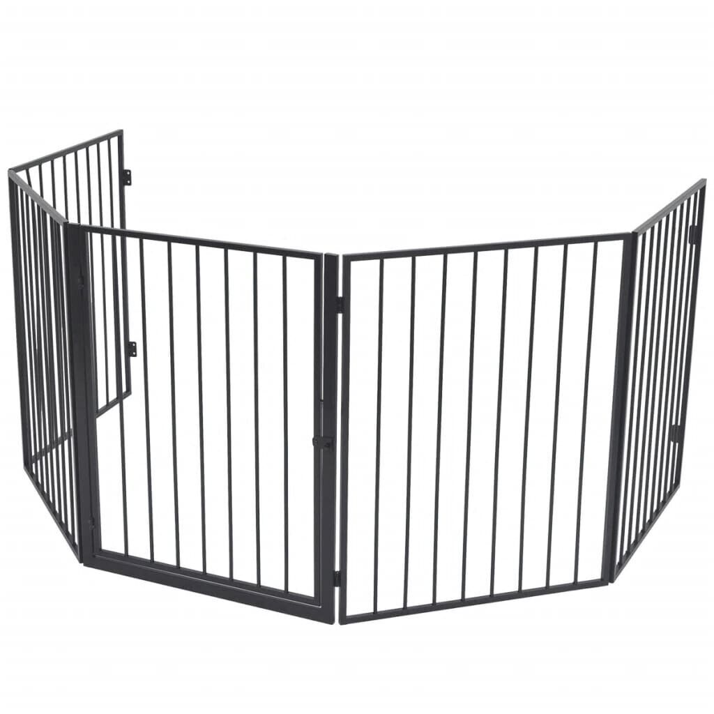 Pet Dog Gate Fireplace Fence Steel Black