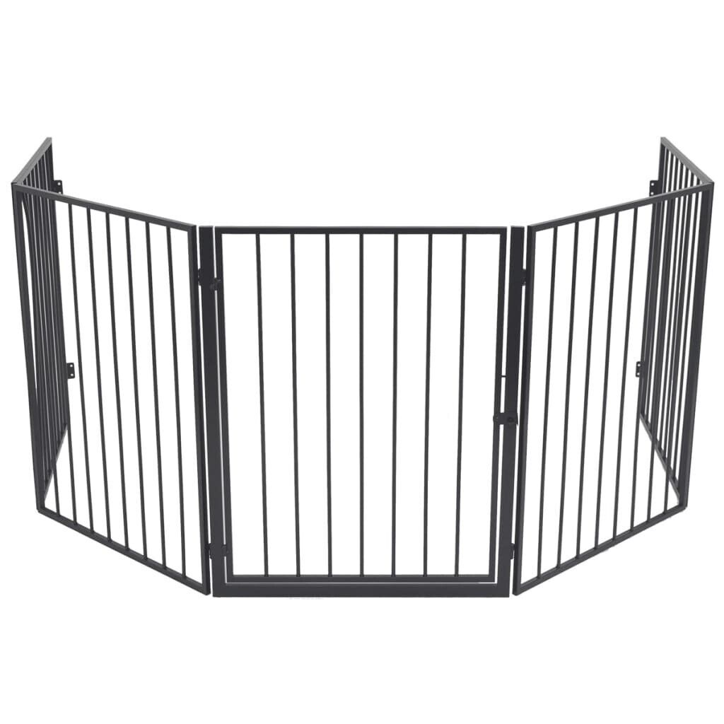 Pet Dog Gate Fireplace Fence Steel Black
