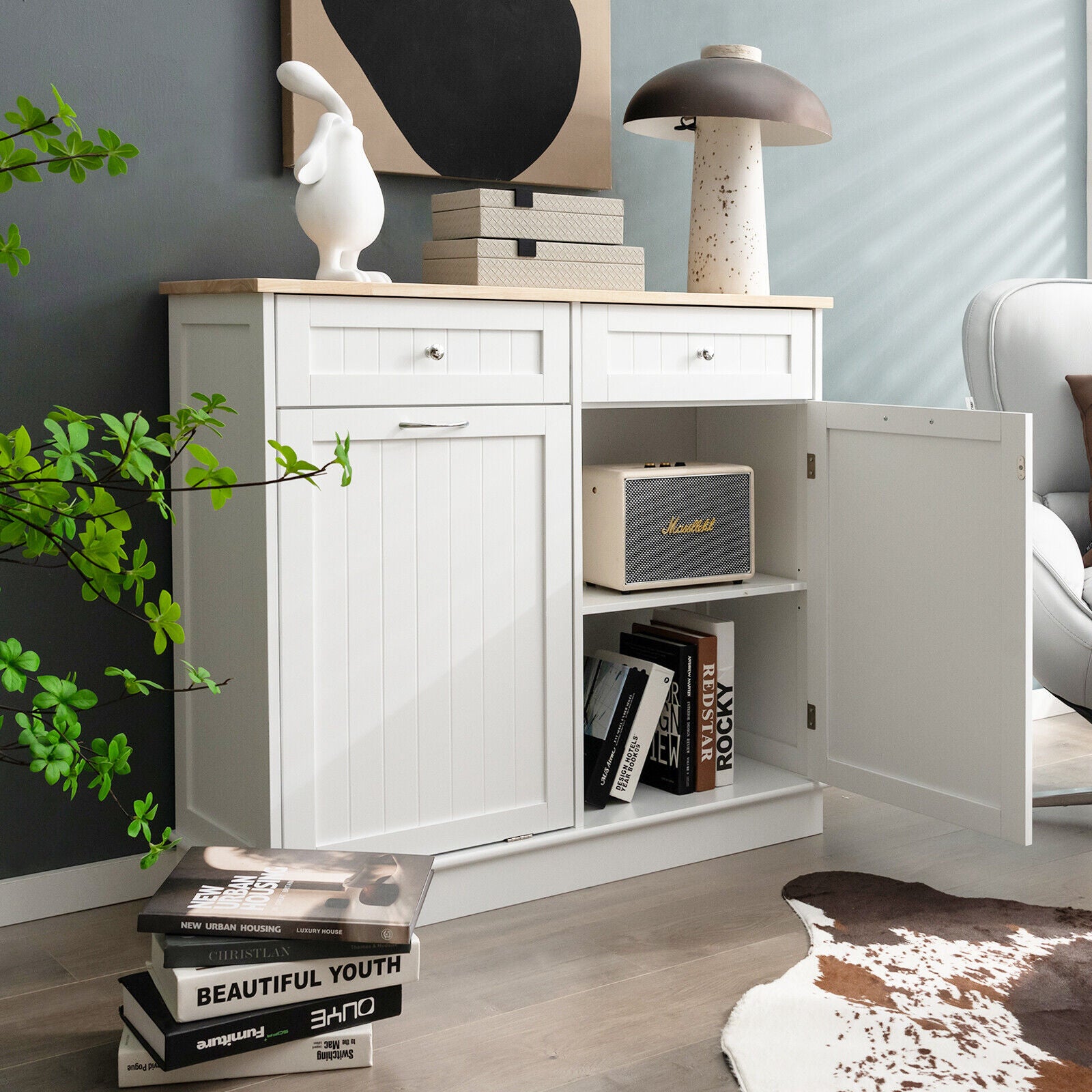 Sideboard Kitchen Storage Cabinet Tilt Out Bin Holder