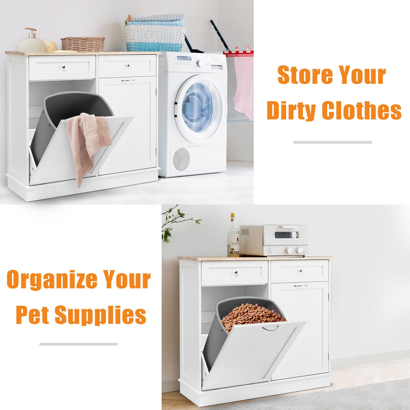 Sideboard Kitchen Storage Cabinet Tilt Out Bin Holder