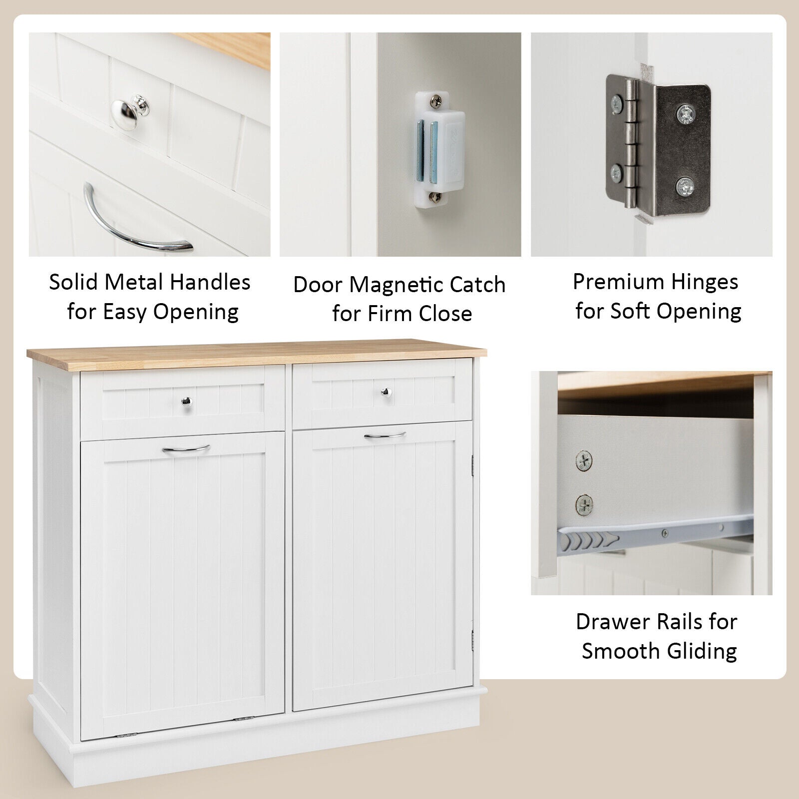Sideboard Kitchen Storage Cabinet Tilt Out Bin Holder