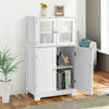 Bathroom Cabinet Storage Cupboard Organizer Tempered Glass Doors