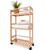 3 Shelf Bamboo Slimline Trolley with Wheels