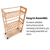 3 Shelf Bamboo Slimline Trolley with Wheels