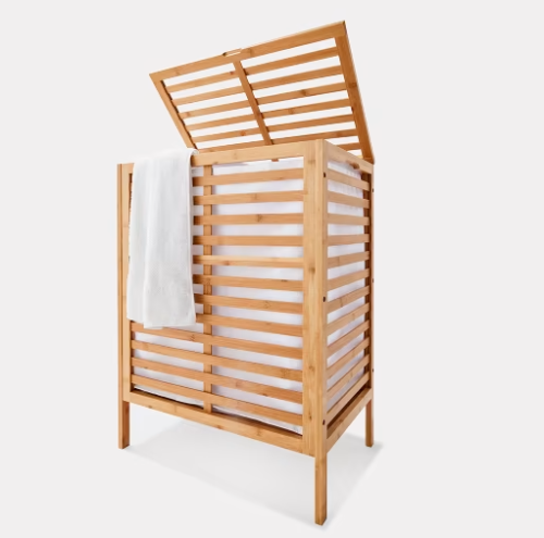 Bamboo Laundry Hamper with Lid Removable Liners