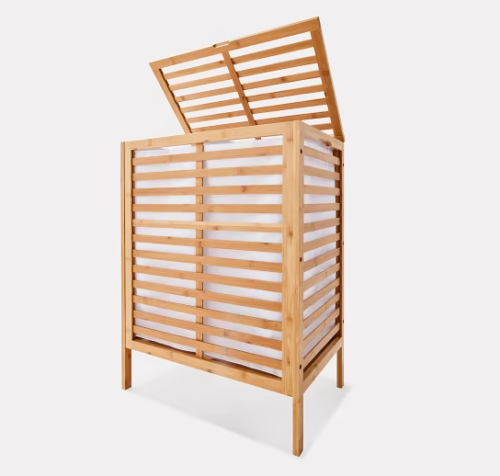 Bamboo Laundry Hamper with Lid Removable Liners