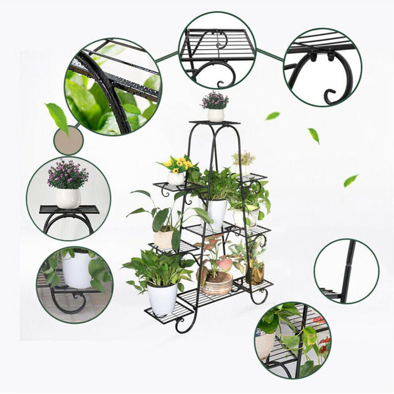 9 Pots Iron Plant Flower Shelf