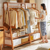 Portable Bamboo Clothes Hanging Garment Rack