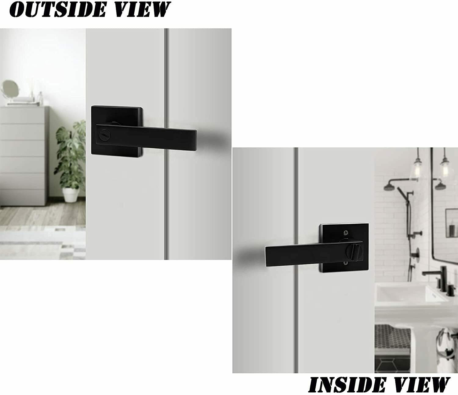 Entrance Knobs with Key Privacy Passage Dummy Door Handle Black