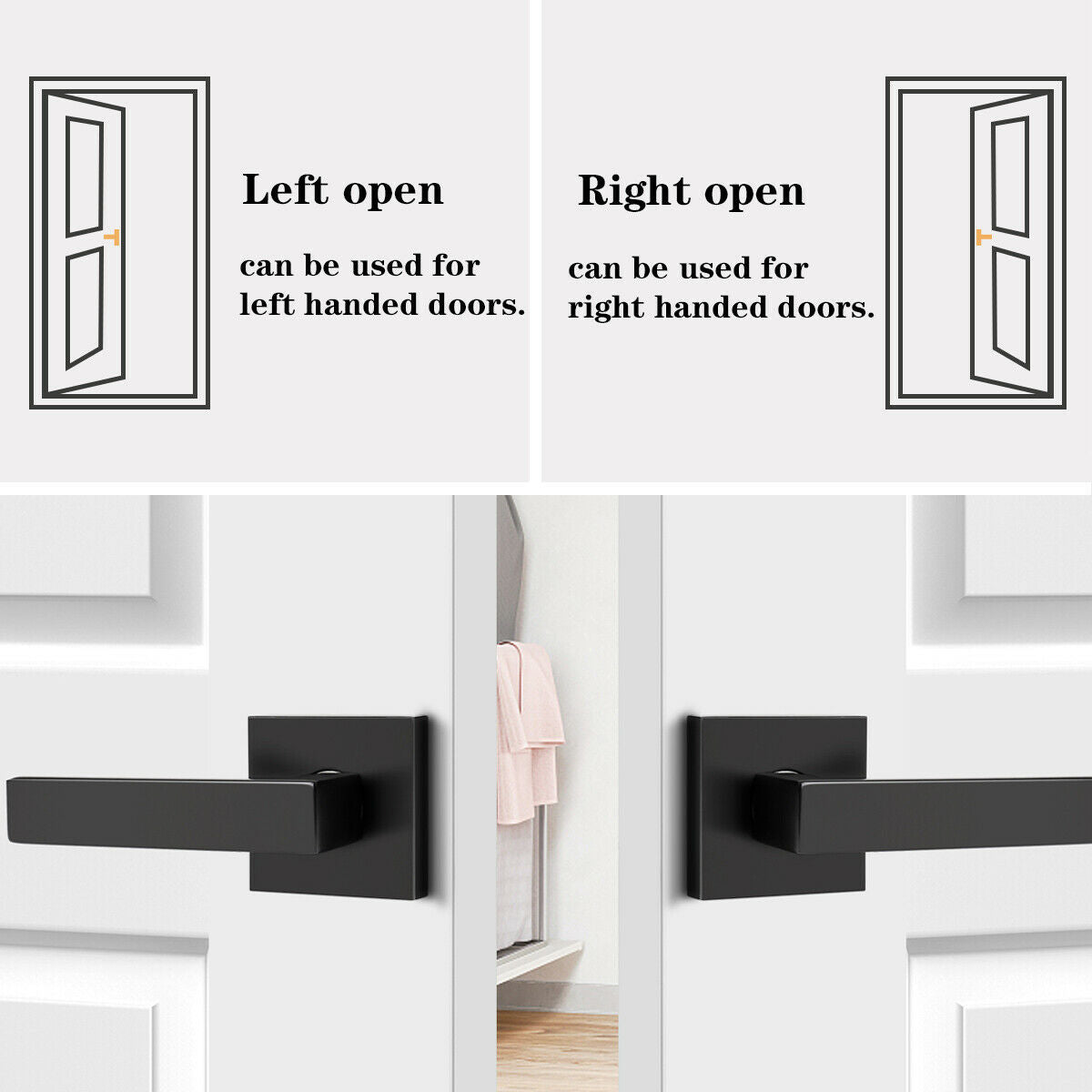 Entrance Knobs with Key Privacy Passage Dummy Door Handle Black