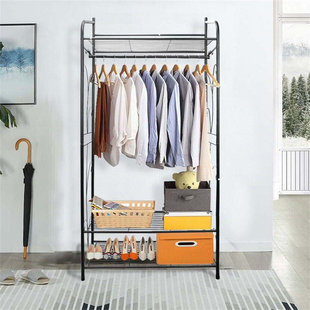 Metal Clothes Rail Storage Dress Hanging Garment Rack
