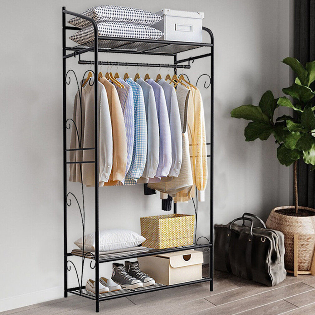 Metal Clothes Rail Storage Dress Hanging Garment Rack