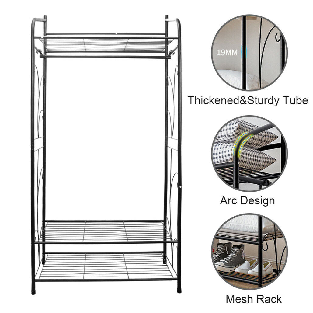 Metal Clothes Rail Storage Dress Hanging Garment Rack