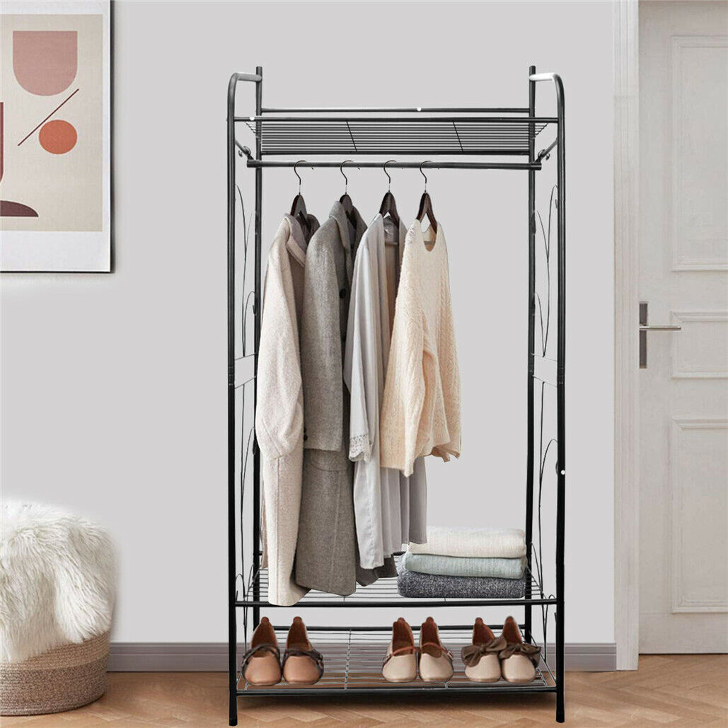 Metal Clothes Rail Storage Dress Hanging Garment Rack