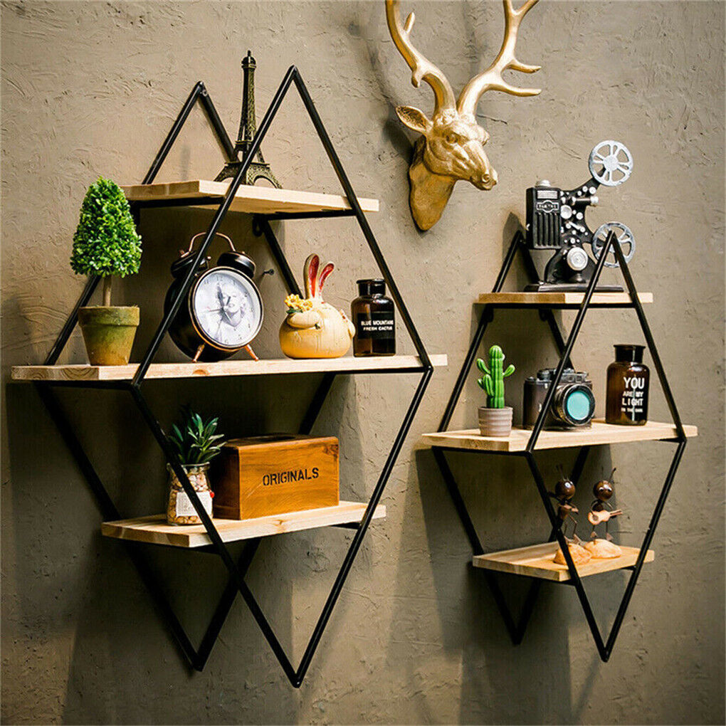Vintage Floating Shelves Rustic Wooden Wall Shelf Display