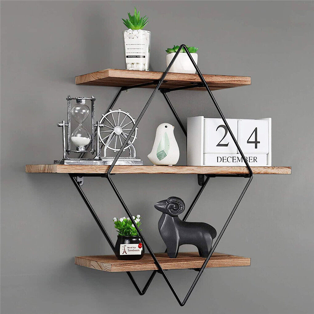 Vintage Floating Shelves Rustic Wooden Wall Shelf Display