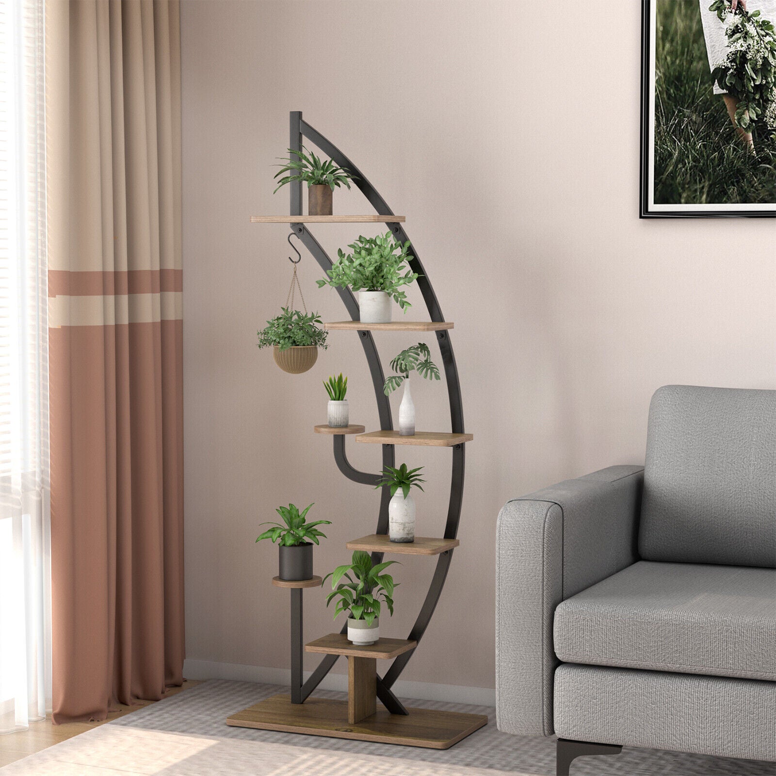 6 Tier 9 Potted Metal Plant Stand Rack Curved Stand Holder