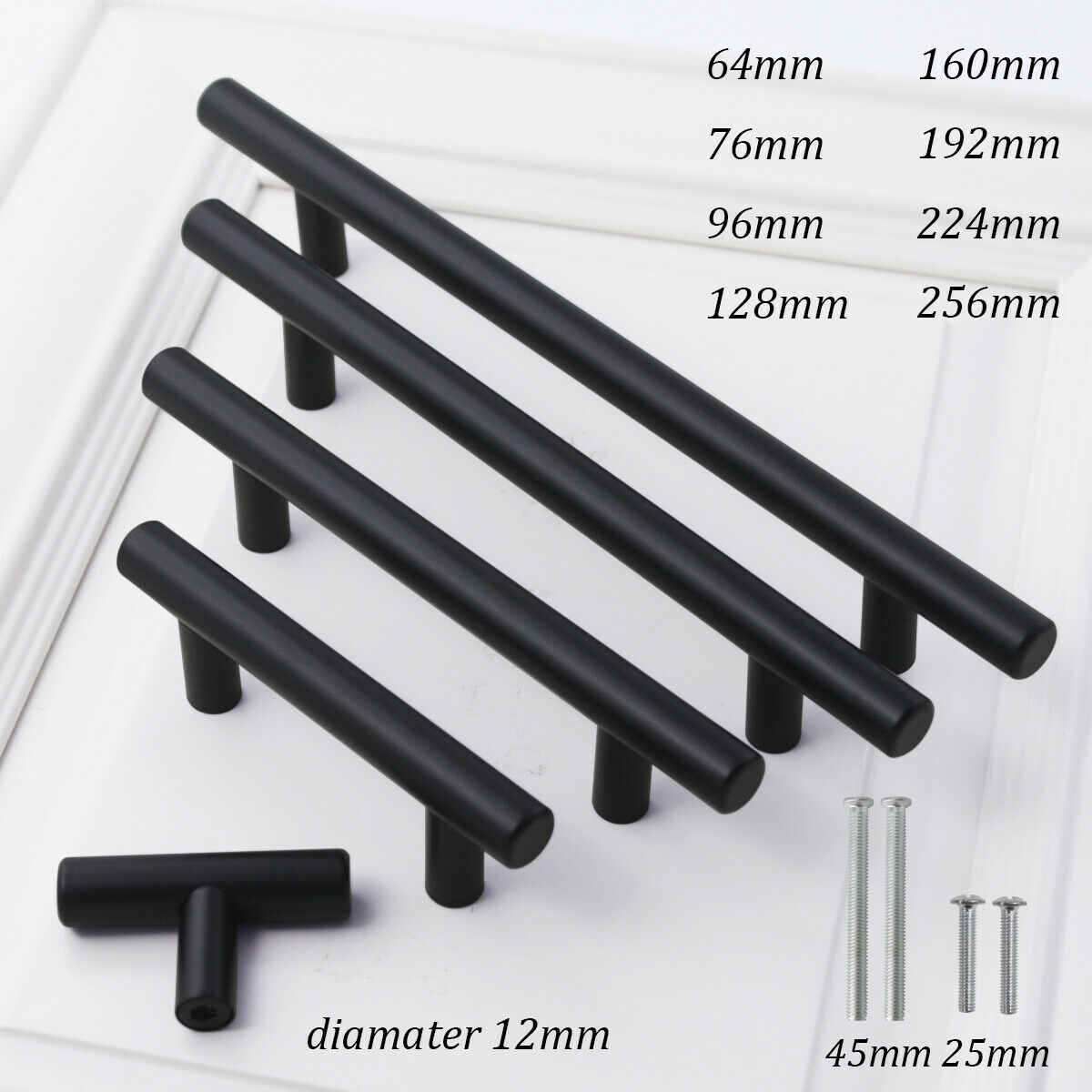 10pcs Round Cabinet Handles Kitchen Drawer Pulls Cupboard Knobs Black