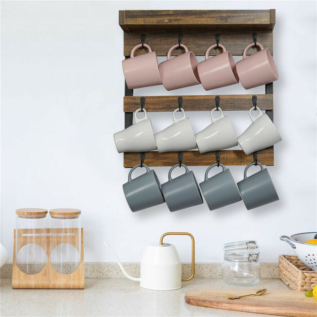 Muig Rack 12 Hook Wall Mounted Coffee Mug Rack Holder – Smart Home