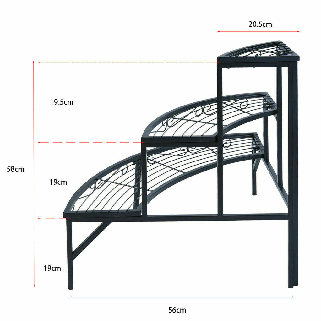 3 Tier Metal Corner Plant Stand Flower Shelf 360° Display Rack Patio Garden Home