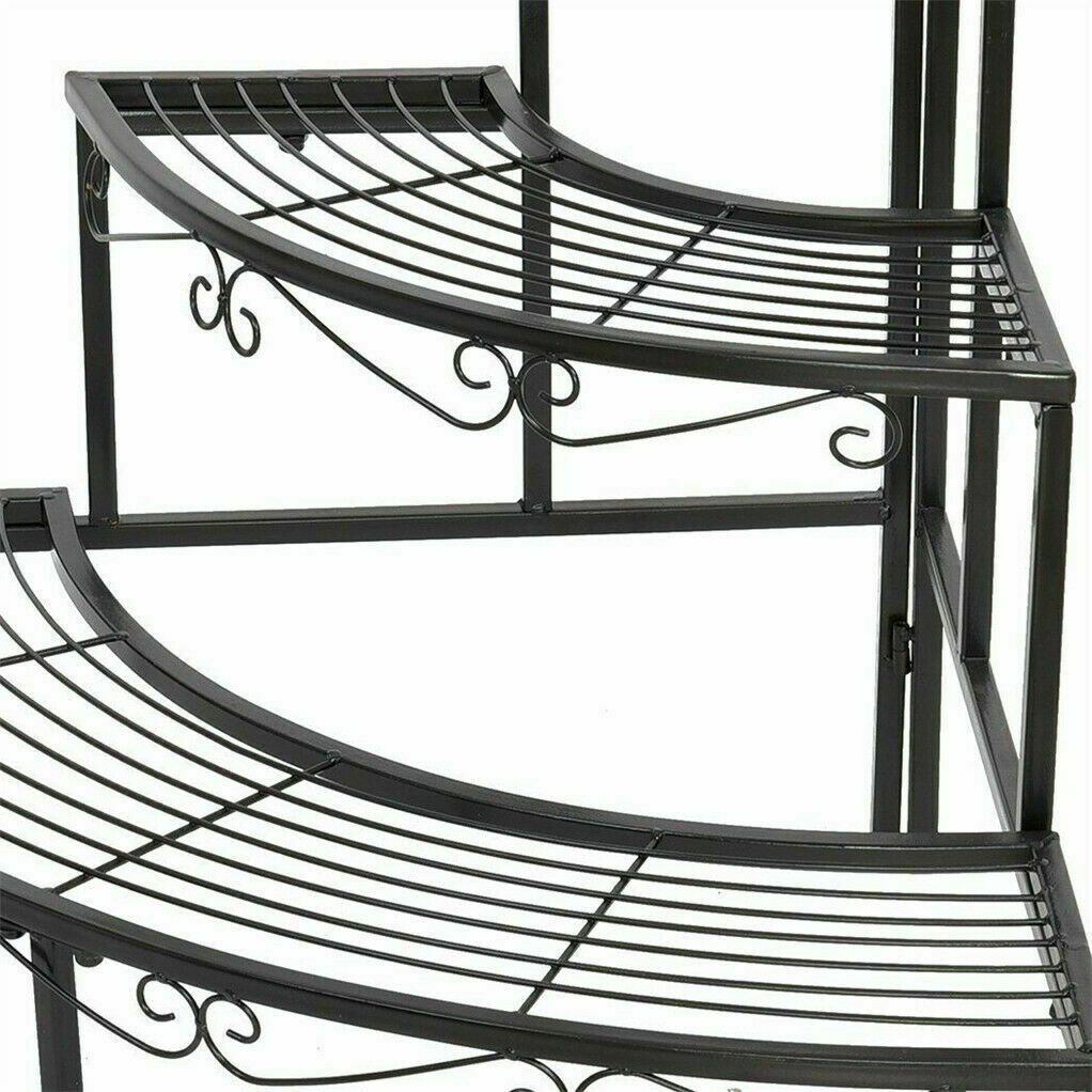 3 Tier Metal Corner Plant Stand Flower Shelf 360° Display Rack Patio Garden Home