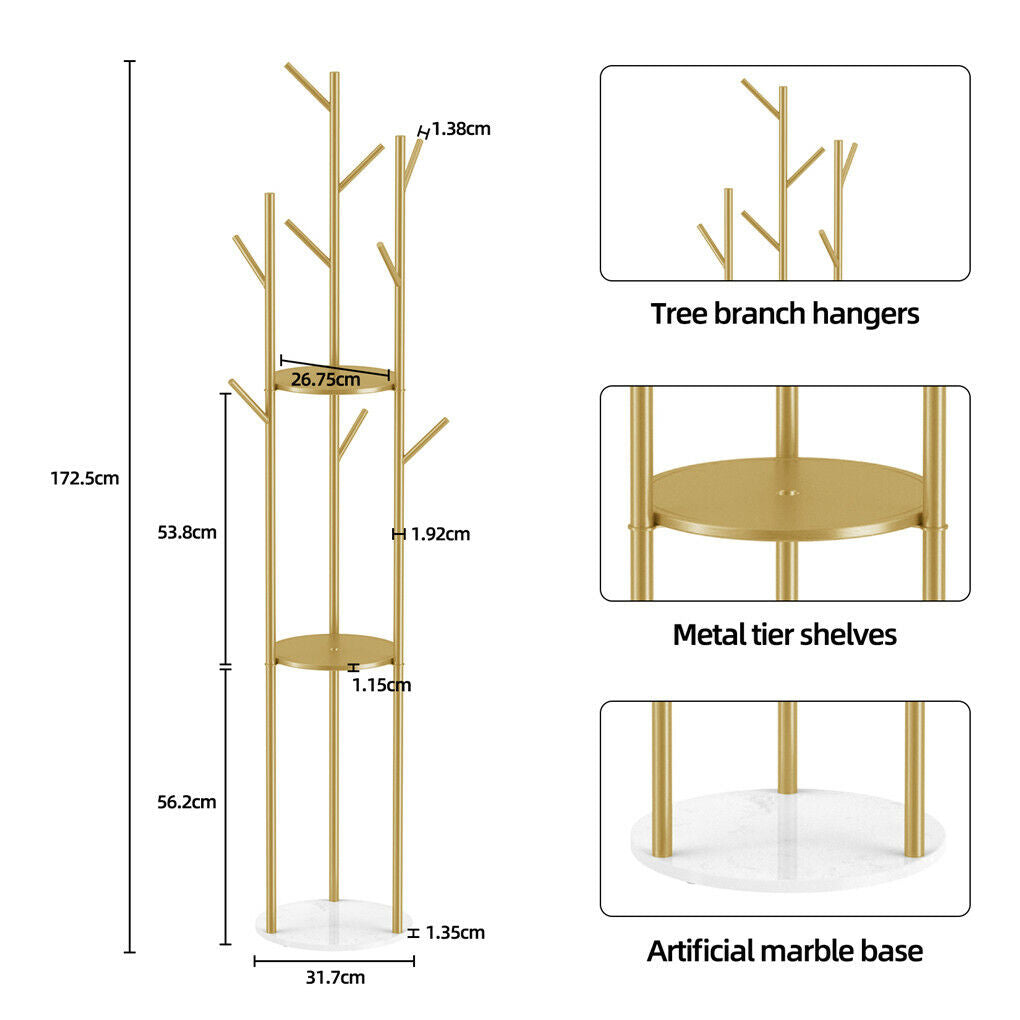 Heavy Duty Marble Coat Rack Stand Rail Hanger