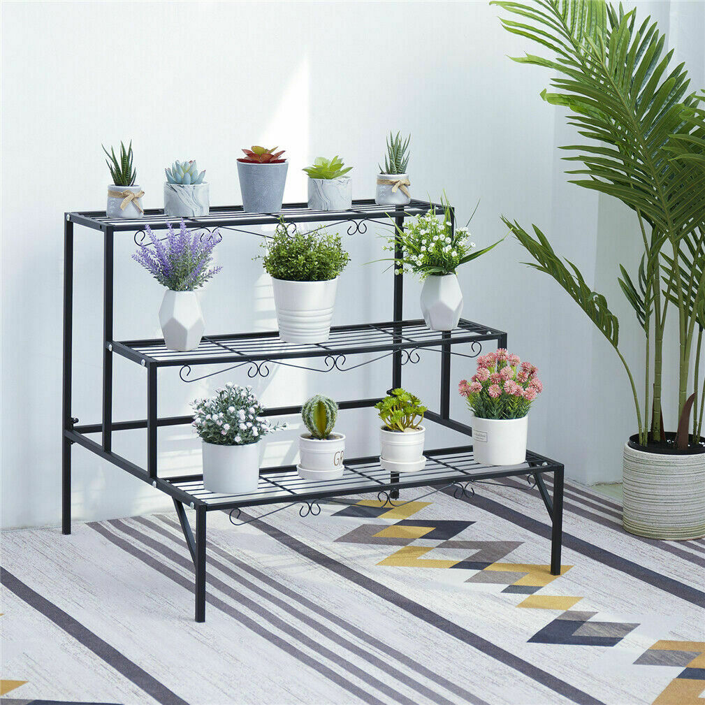 Indoor Outdoor Metal Plant Stand Flower Corner Display Shelf