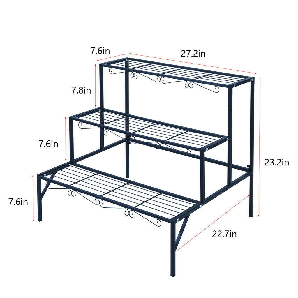 Indoor Outdoor Metal Plant Stand Flower Corner Display Shelf