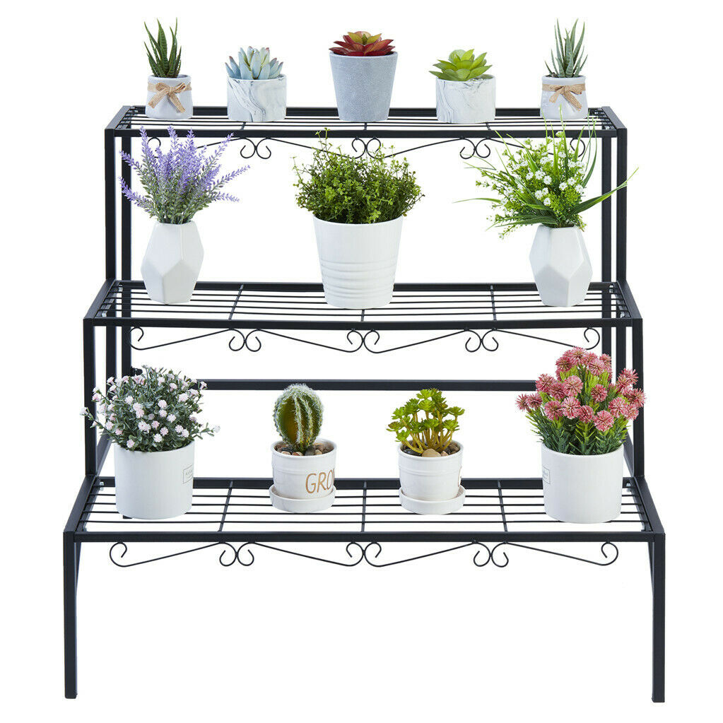 Indoor Outdoor Metal Plant Stand Flower Corner Display Shelf