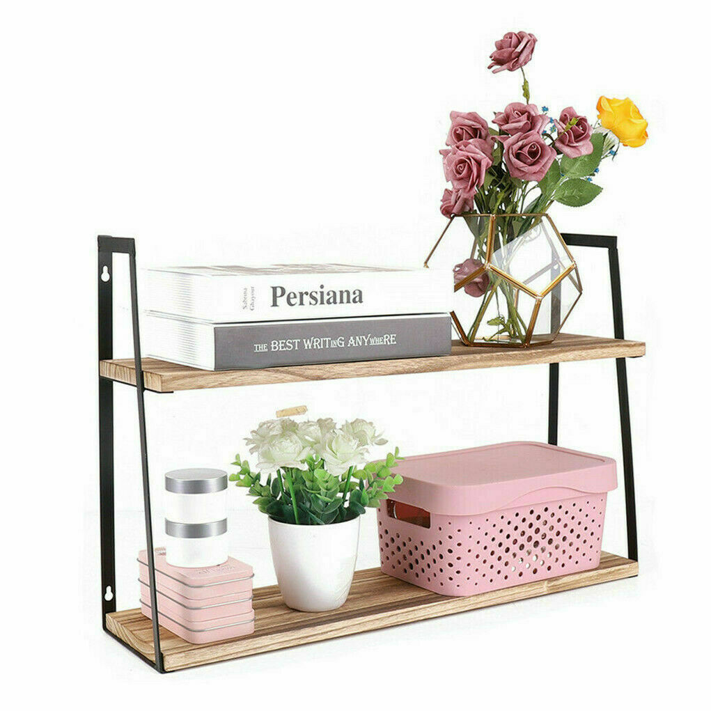 2 Tier Floating Shelf Wall Shelving Storage Display Rack