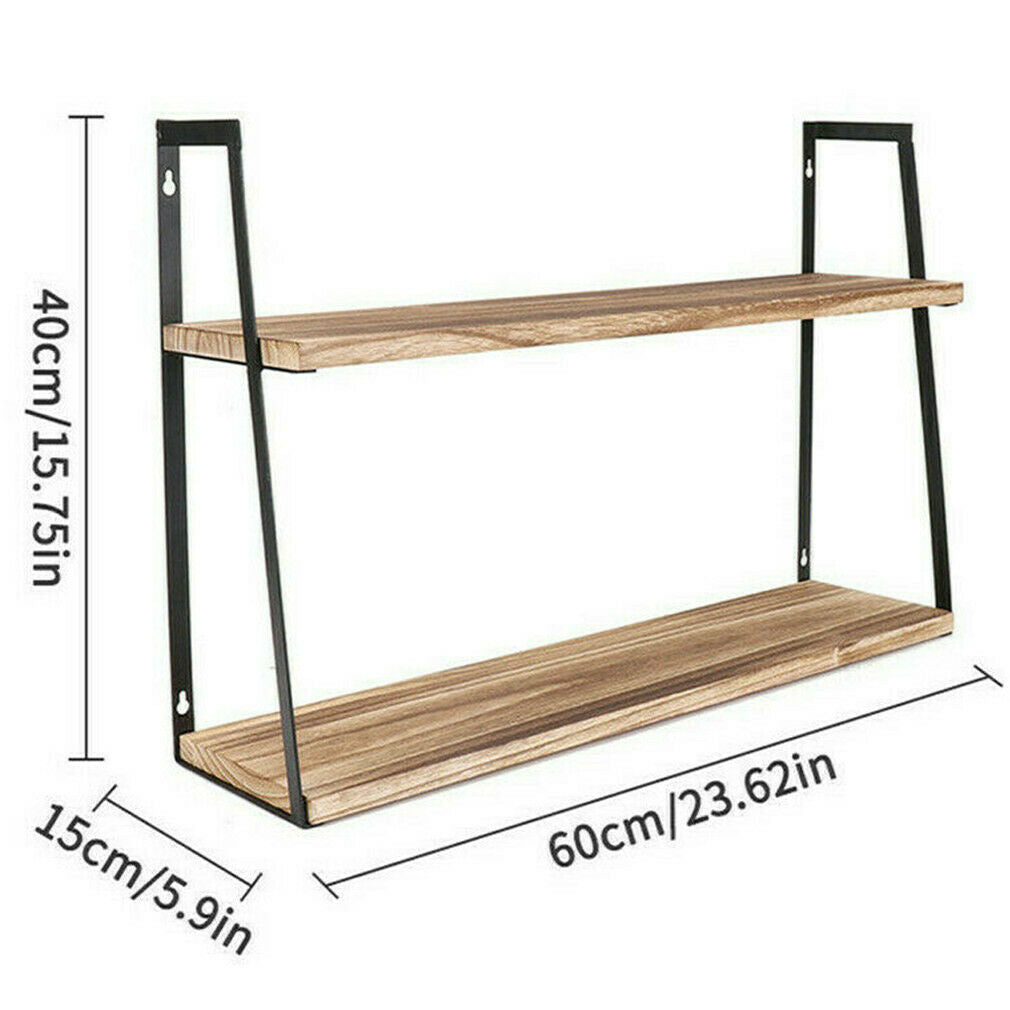2 Tier Floating Shelf Wall Shelving Storage Display Rack