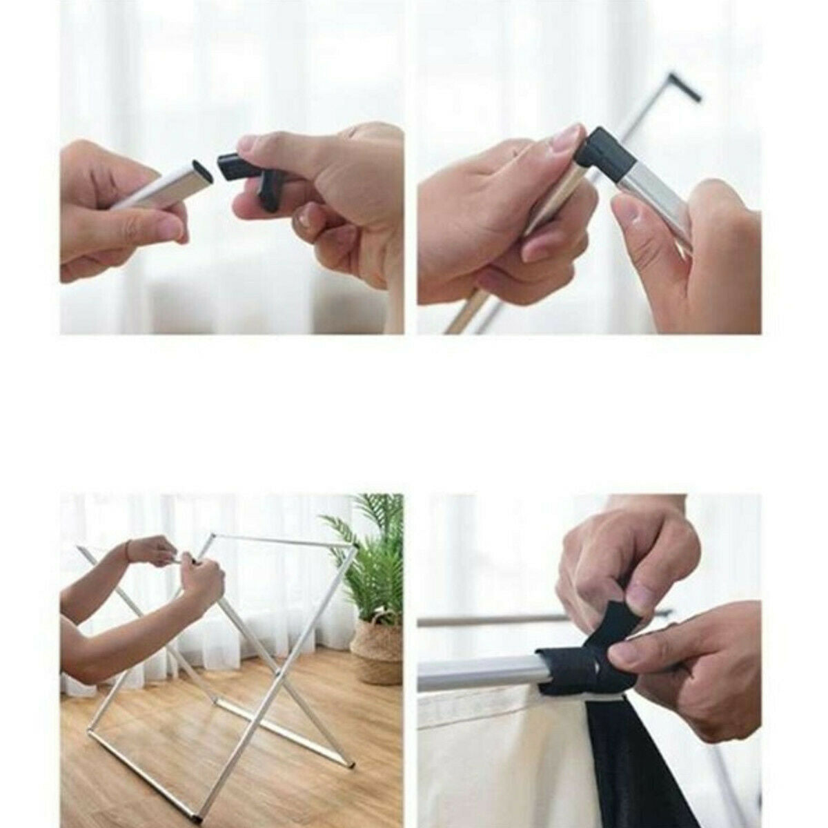 3 Grid Folding Dirty Clothes Basket Storage Washing Bag