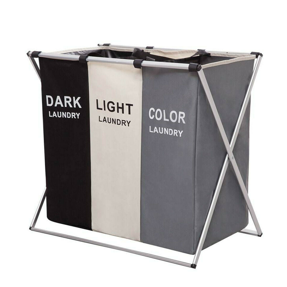 3 Grid Folding Dirty Clothes Basket Storage Washing Bag