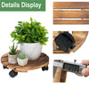Set of 2 Wood Plant Caddy Rolling Heavy Potted Tray