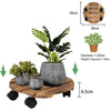 Set of 2 Wood Plant Caddy Rolling Heavy Potted Tray