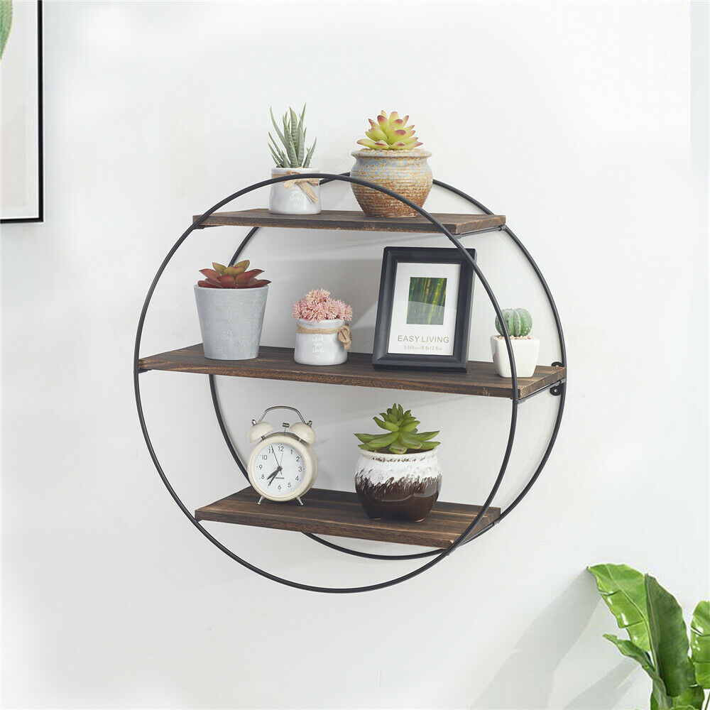 3 Tier Rustic Floating Shelves Wall Shelf Rack Bookshelf for Home Art Decoration