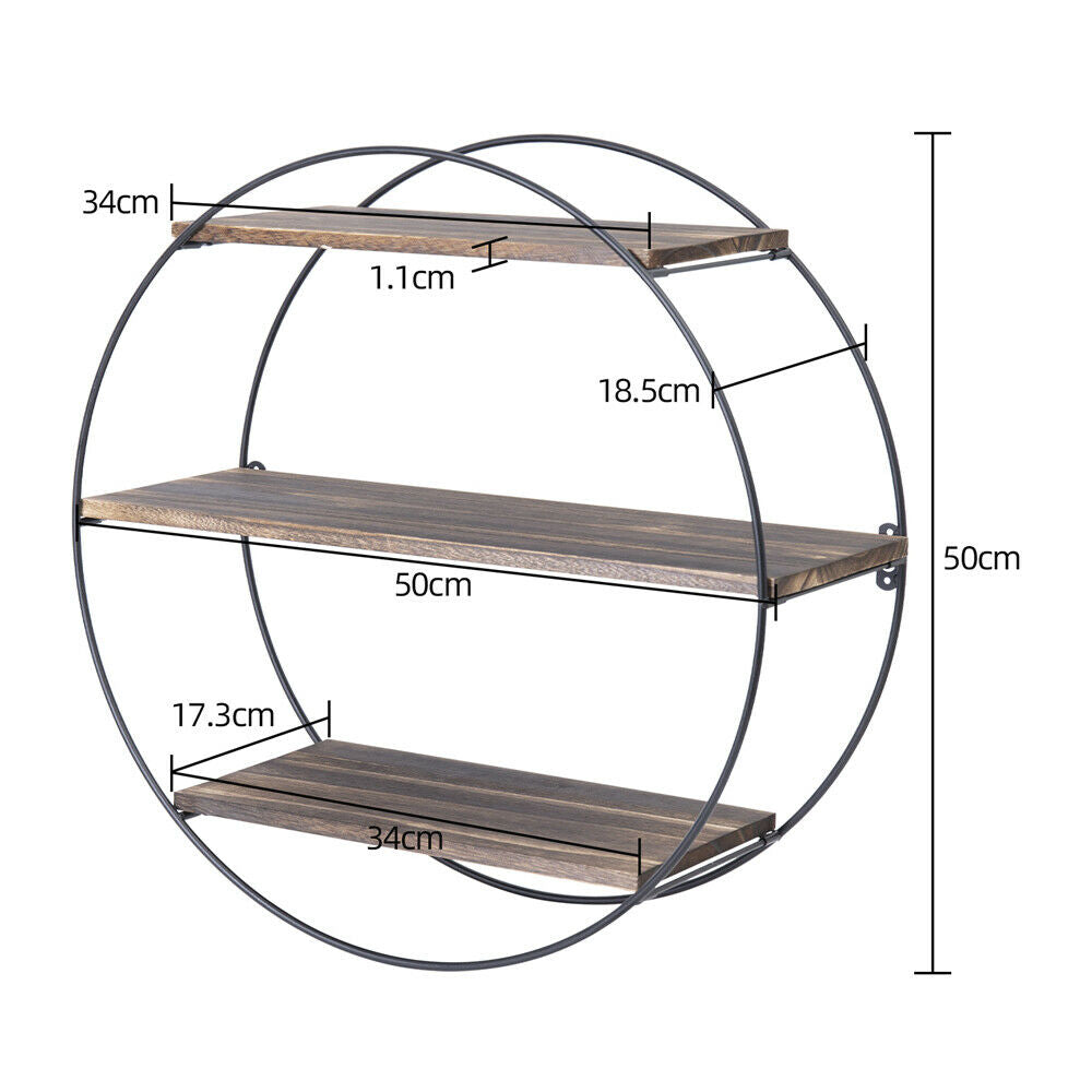 3 Tier Rustic Floating Shelves Wall Shelf Rack Bookshelf for Home Art Decoration
