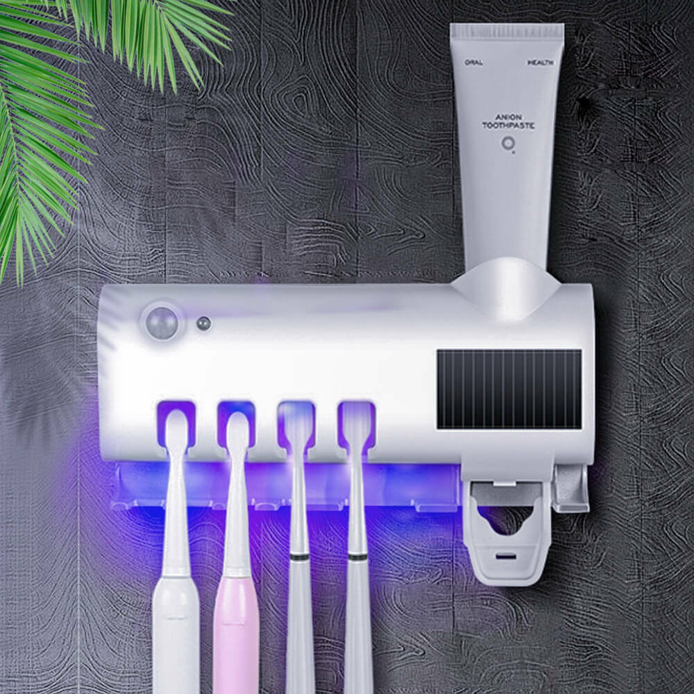 Toothbrush Holder With UV Steriliser Automatic Toothpaste Dispenser Squeezers