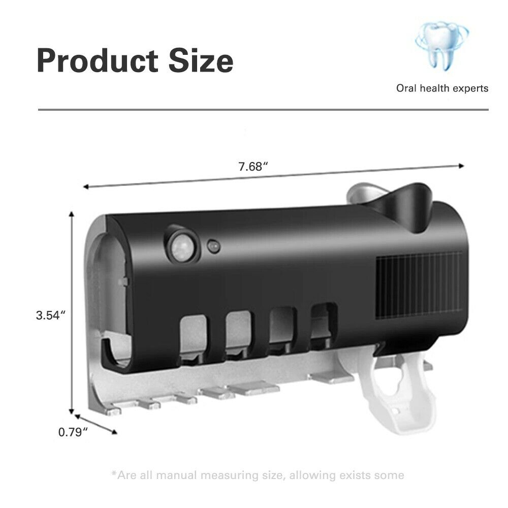 Toothbrush Holder With UV Steriliser Automatic Toothpaste Dispenser Squeezers